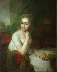 Portret van een onbekende vrouw met kompas in haar hand