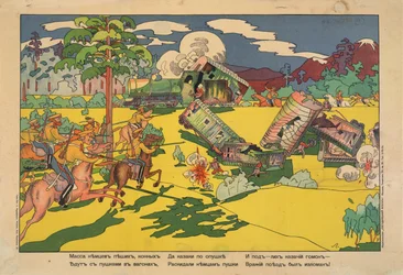 Een groot aantal Duitse grondtroepen, artillerie en cavalerie gingen per trein, maar de Kozakken voerden een aanval uit en verpletterden de Duitsers