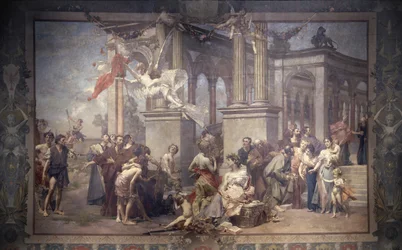 Gordijn in het Nationaal Theater, Praag, Tsjechië, 1883