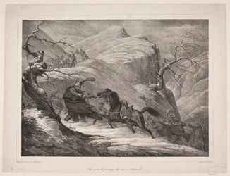 Een scène van de oversteek van de Mont St. Bernard