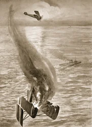 De vernietiging van een Duitse watervliegtuig door Flight-Sub-Lieutenant Ince voor de Belgische kust