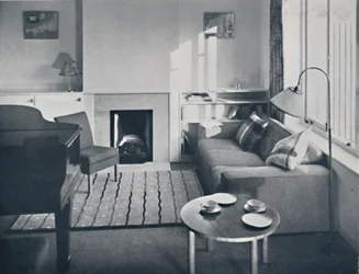 Elsa Booth - Woonkamer die was ontworpen om een vleugelpiano te herbergen, 1939