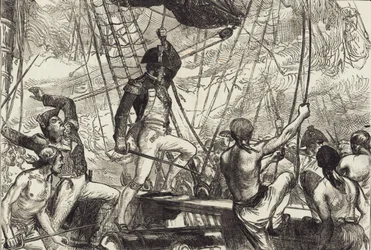 Zeegevecht (litho)