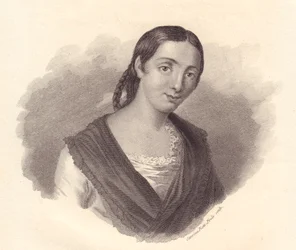Portret van Italiaanse schrijfster Giustina Renier Michiel (1755-1832), kopergravure