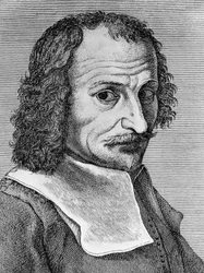 Portret van Lorenzo Lippi (1606-1665), Italiaanse schilder, dichter en schrijver, gravure uit het gedicht Malmantile racquistato, uitgegeven door Stamperia Stefano Orlandini