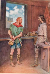 Een zeeman geeft Horatio een brief van Hamlet, uit 