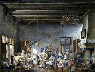 Een Nederlands taveerne-interieur (naar een schilderij van Johannes Petrus van Horstock) 1824