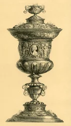 Zilveren beker en deksel, ca. 1550, 1881