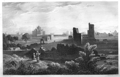 Het graf van Humaioon, Delhi, India, ca. 1860