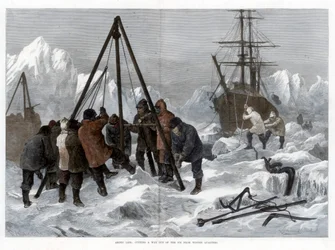 Arctisch leven, een weg uit het ijs kappen vanuit winterkwartieren, 1875