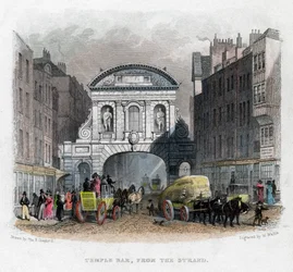 Temple Bar, vanaf de Strand, Londen, 1829