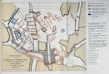 Kaart van de Akropolis van de 2e stad in Troje, 1884
