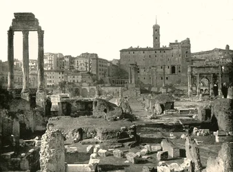Algemeen overzicht van het Forum, Rome, Italië, 1895