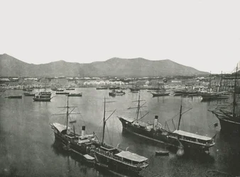 Algemeen zicht op de haven, Palermo, Sicilië, Italië, 1895