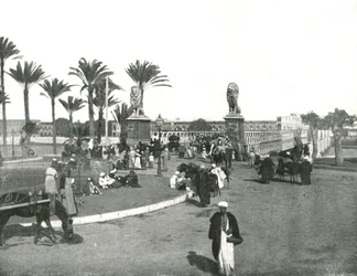 De Kasr-el-nil brug, Caïro, Egypte, 1895