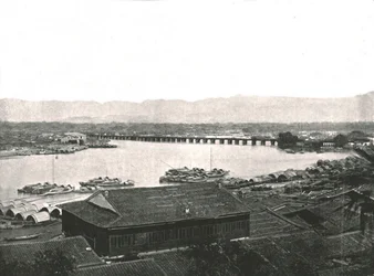 De rivier Min en de grote brug, Foochow, China, 1895