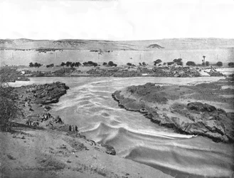 De eerste cataract van de Nijl, Aswan, Egypte, 1895