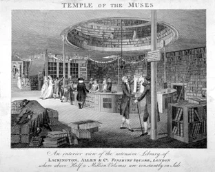 De Tempel van de Muzen Boekwinkel in Finsbury Square, Londen