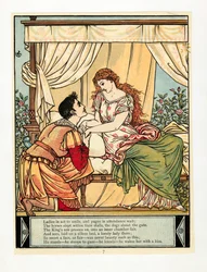 De prins wekt schoonheid, uit Het Blauwe Baard Prentenboek, pub. 1879 kleur lithografie, 1879