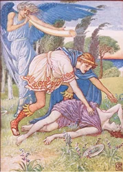 De windgod stuurde een windvlaag uit het zuiden, illustratie uit 