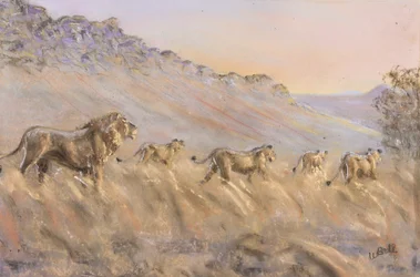 Afrikaanse leeuwen (pastel)