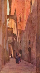 Een straat in Siena, ca. 1900, 1913
