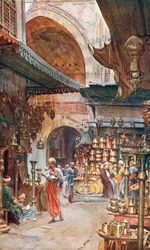 Khan El-Khalil, Caïro (kleurenlitho)