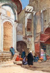 De Sebil bij de Poort Zuweyla (kleurenlitho)