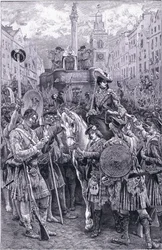 Uitroeping van de Oude Pretendent als koning James VIII bij het Edinburgh Cross