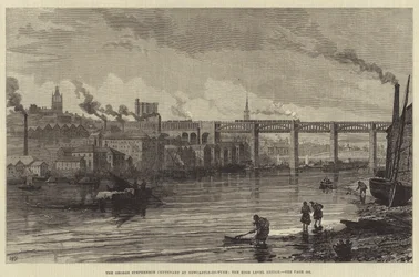 De George Stephenson Eeuwfeest in Newcastle-on-Tyne, de Hoog Niveau Brug
