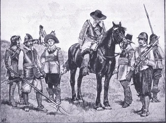 Typen van Cromwelliaanse soldaten, uit Cassells History of the British People gepubliceerd door de Waverley Book Company Limited, ca. 1940