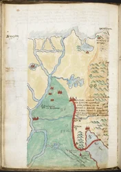 Kaart van Noord-Afrika, uit een notitieboek met een historische gazetteer, bibliotheeklijsten, enz.; c.1606-08
