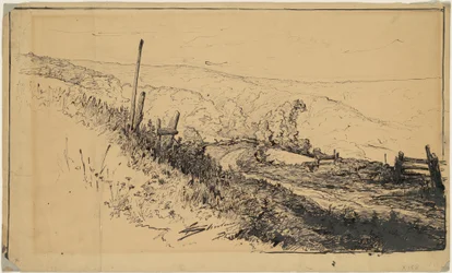 Een weg in de heuvels bij Dordrecht