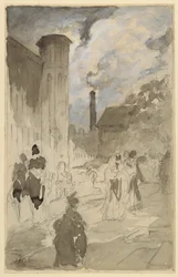 Stadsplein (Studie voor een illustratie)