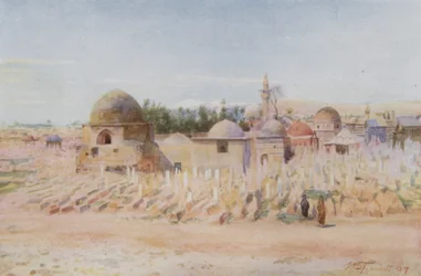 De Moslim Begraafplaats en Uitzicht op de Berg Hermon, Damascus