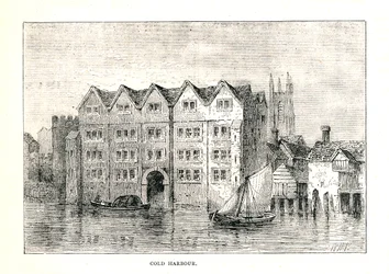 Cold Harbour. Middeleeuws herenhuis aan de noordelijke oever van de Theems boven de London Bridge, 1894