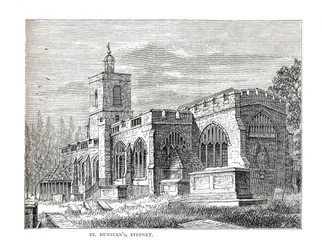 St. Dunstans Stepney. Vanuit een uitzicht genomen in 1803