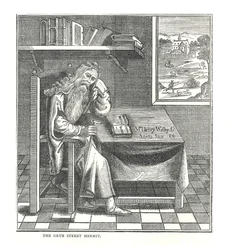 De kluizenaar van Grub Street. Uit een afbeelding gepubliceerd door Richardson