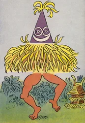 De gekke kostuums van Walter Trier: South Sea, Duk Duk Dancer (kleurenlitho)