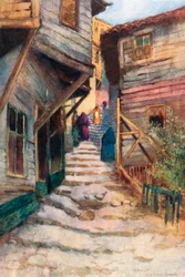 A Step Street (kleurenlitho)