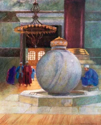 Fontein in S Sophia (kleurenlitho)