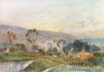Abdij van Rievaulx: Vroege ochtend (kleurenlitho)