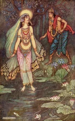 Shantanu ontmoet de godin Ganga, illustratie uit 