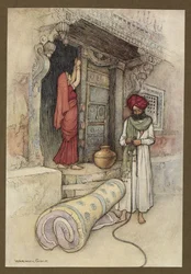 Plaat 9: "Ze gingen toen op reis", uit Folk-Tales of Bengal ... Met 32 illustraties in kleur door Warwick Goble. (Edition de luxe)