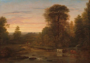 Een landschap na zonsondergang