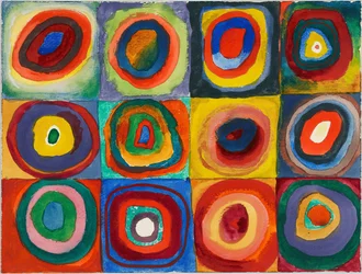 Kleurenstudie. Vierkanten met concentrische cirkels, 1913