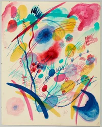 Compositie in rood, blauw, groen en geel