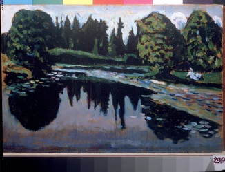 Een rivier in de zomer (schilderij van Vassily Kandinsky)