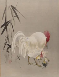 Haan en Hen met Kuikens, ca. 1887