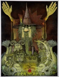 Zodiac Magician (potlood en kleurpotlood op papier)